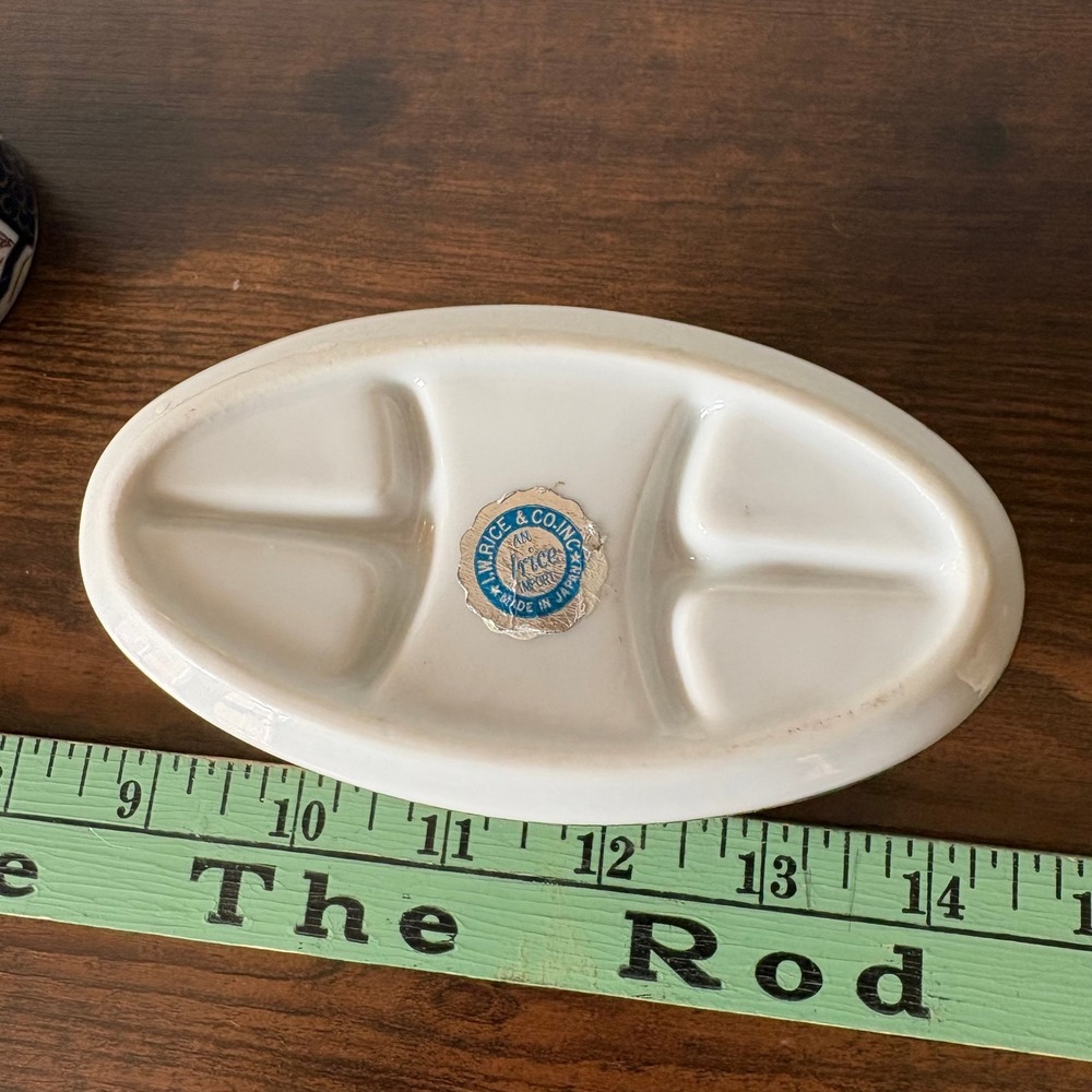Vintage Japanese Ceramic MCM Bathroom Set Toothbrush Holder Soap Dish Floral - Picture 6 of 7